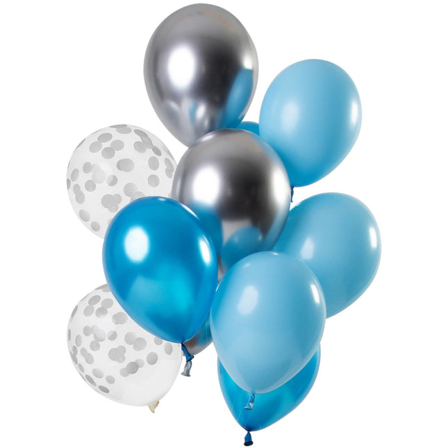 Feestbazaar Ballonnen Set Aquamarine Metallic Premium 30cm (12st)