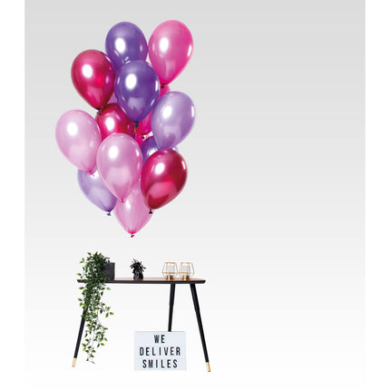 Feestbazaar Ballonnen Set Berry Pink Metallic Premium 30cm - 15 Stuks