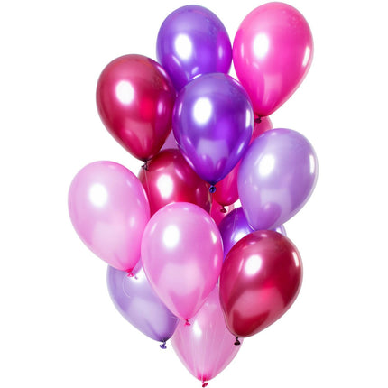 Feestbazaar Ballonnen Set Berry Pink Metallic Premium 30cm - 15 Stuks