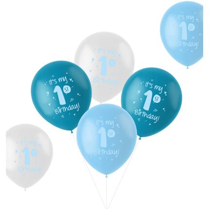 Feestbazaar Ballonnen Set 'It's my 1st Birthday!' Blauw (6 st)