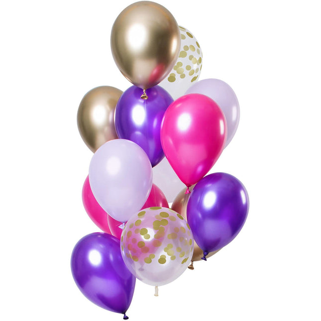 Feestbazaar Ballonnen Set Purple Posh Premium - 12 Stuks