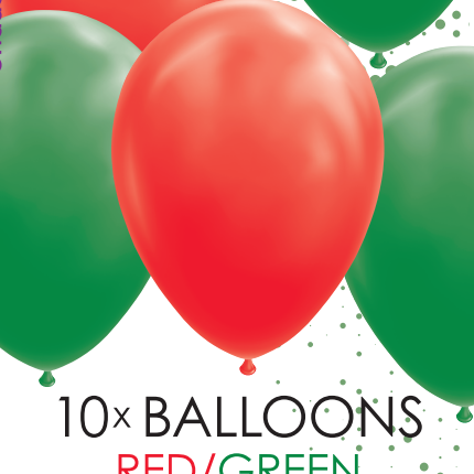 Feestbazaar Ballonnen Set Rood/Groen (10st)