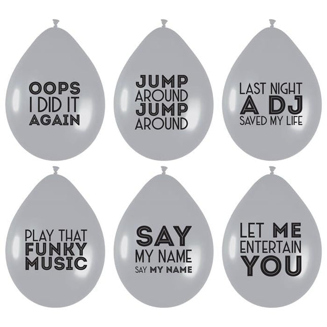Feestbazaar Ballonnen Song Quotes Disco Zilver (6st)
