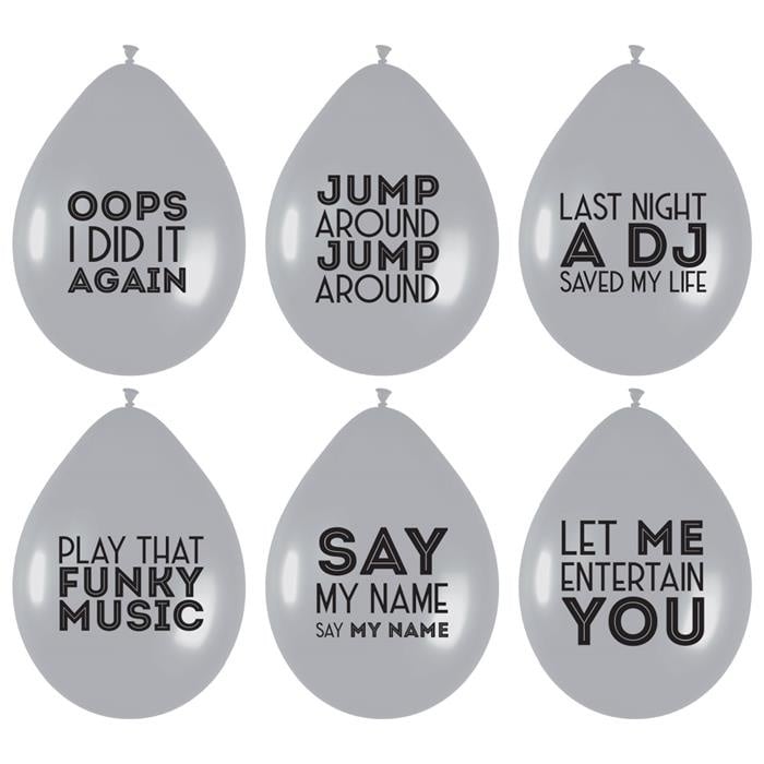 Feestbazaar Ballonnen Song Quotes Disco Zilver (6st)
