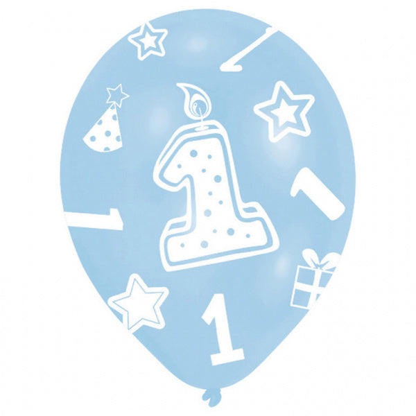 Feestbazaar Ballonnen Verjaardag 1 Jaar Blauw - 6 Stuks
