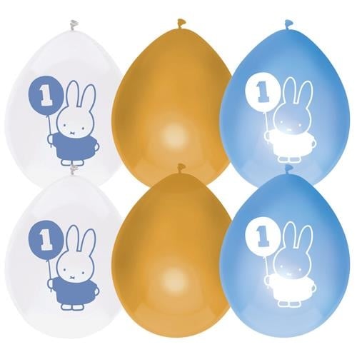 Feestbazaar Ballonnen Verjaardag 1 Jaar Nijntje Blauw/Goud (6st)