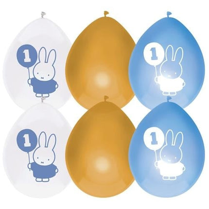 Feestbazaar Ballonnen Verjaardag 1 Jaar Nijntje Blauw/Goud (6st)