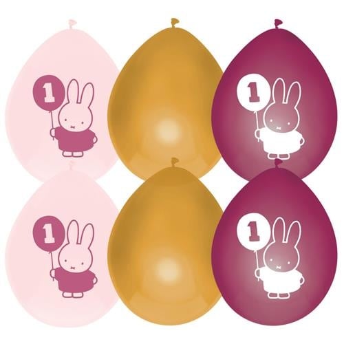 Feestbazaar Ballonnen Verjaardag 1 Jaar Nijntje Roze/Goud (6st)