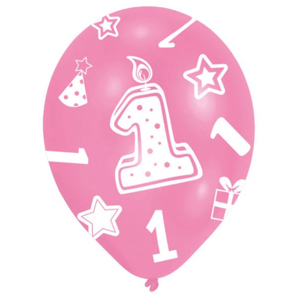 Feestbazaar Ballonnen Verjaardag 1 Jaar Roze - 6 Stuks