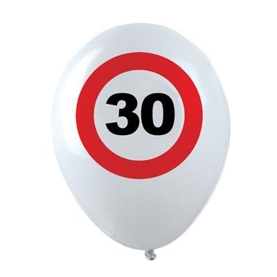 Feestbazaar Ballonnen verkeersbord 30 (12 st)