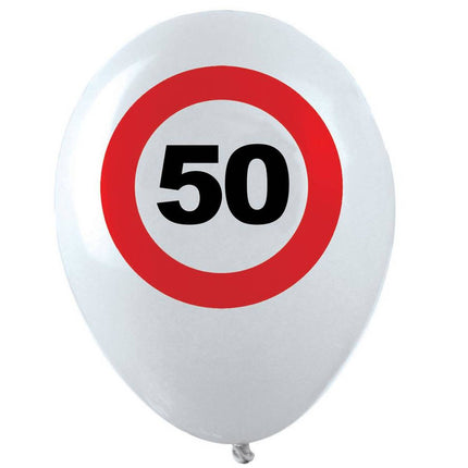 Feestbazaar Ballonnen verkeersbord 50 (12st)