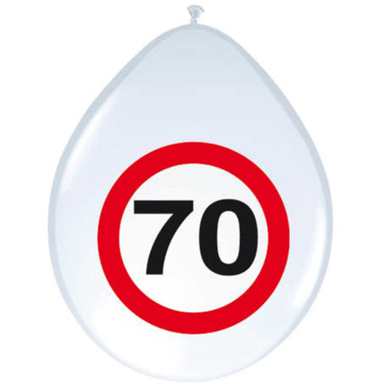 Feestbazaar Ballonnen Verkeersbord 70 Jaar - 8 Stuks