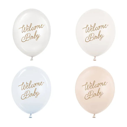 Feestbazaar Ballonnen Welcome Baby Blauw Mix Professional (50st)