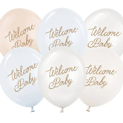 Feestbazaar Ballonnen Welcome Baby Blauw Mix Professional (6st)
