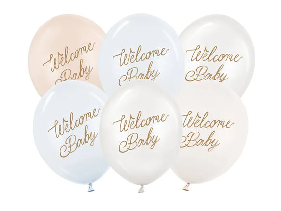 Feestbazaar Ballonnen Welcome Baby Blauw Mix Professional (6st)