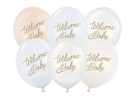 Feestbazaar Ballonnen Welcome Baby Blauw Mix Professional (6st)
