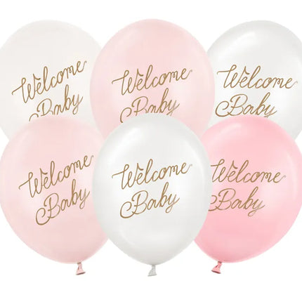 Feestbazaar Ballonnen Welcome Baby Roze Mix Professional (6st)