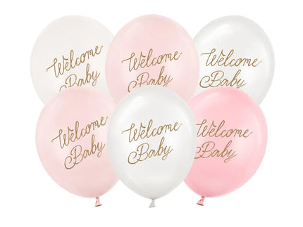 Feestbazaar Ballonnen Welcome Baby Roze Mix Professional (6st)