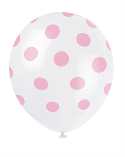 Feestbazaar Ballonnen Wit Met Roze Stippen (6st)