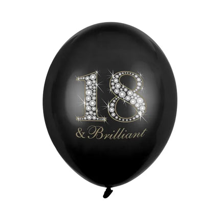 Feestbazaar Ballonnen Zwart 18 & Brilliant (6st)