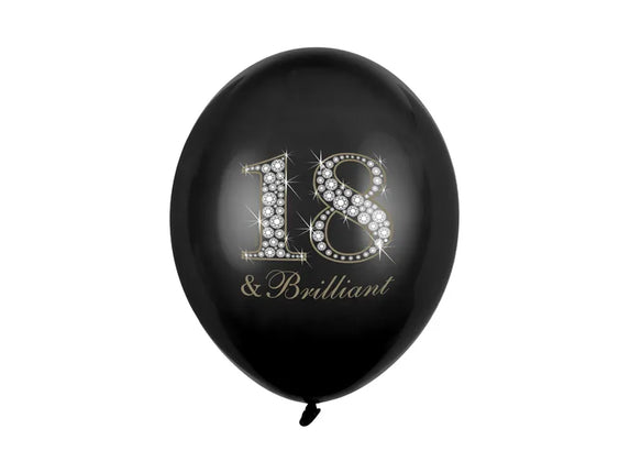 Feestbazaar Ballonnen Zwart 18 & Brilliant (6st)