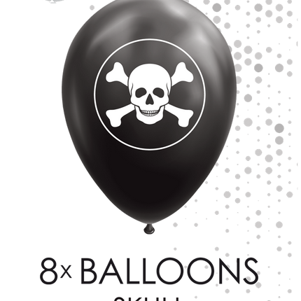 Feestbazaar Ballonnen Zwart Doodskop Pirate (8st)