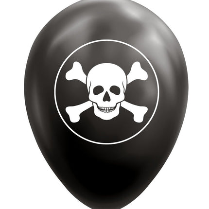 Feestbazaar Ballonnen Zwart Doodskop Pirate (8st)