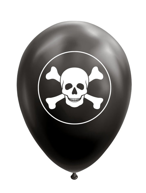 Feestbazaar Ballonnen Zwart Doodskop Pirate (8st)