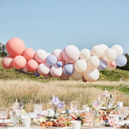 Feestbazaar Ballonnenboog Chique Blush, Nude & Blauw