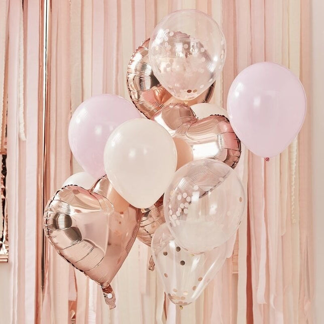 Feestbazaar Ballonnenbundel  Blush en Rosegoud