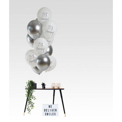 Feestbazaar Ballonnenmix 25th Anniversary Zilver 12st (33cm)