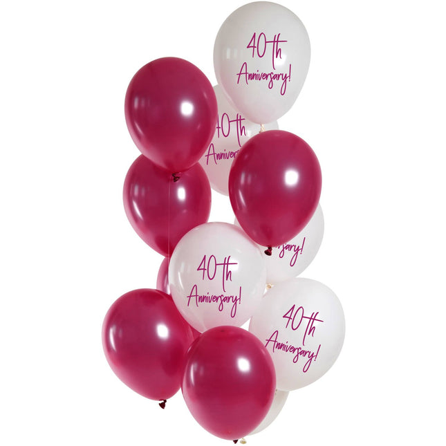 Feestbazaar Ballonnenmix 40th Anniversary Ruby 12st (33cm)