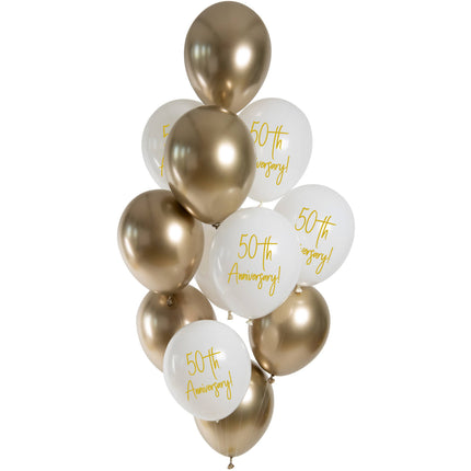 Feestbazaar Ballonnenmix  50th Anniversary Goud 12st (33cm)