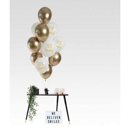 Feestbazaar Ballonnenmix  50th Anniversary Goud 12st (33cm)