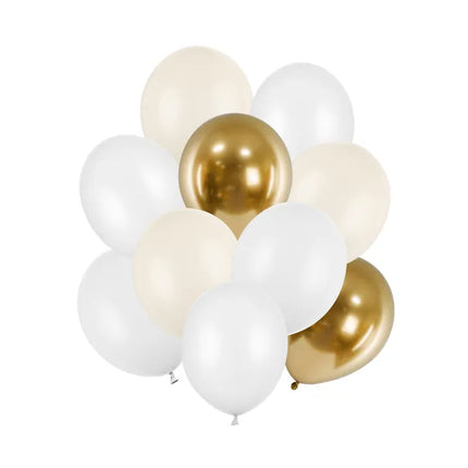 Feestbazaar Ballonnenmix Royal Gold/White (10st)