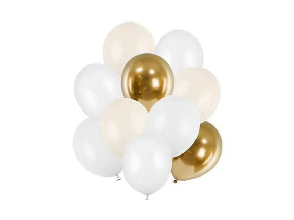Feestbazaar Ballonnenmix Royal Gold/White (10st)
