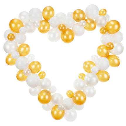 Feestbazaar Ballonslinger Met Hart Frame Wit/Goud