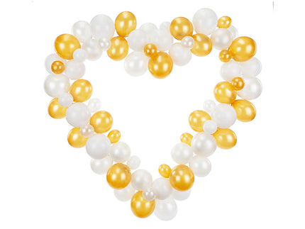 Feestbazaar Ballonslinger Met Hart Frame Wit/Goud