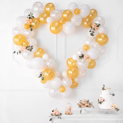 Feestbazaar Ballonslinger Met Hart Frame Wit/Goud