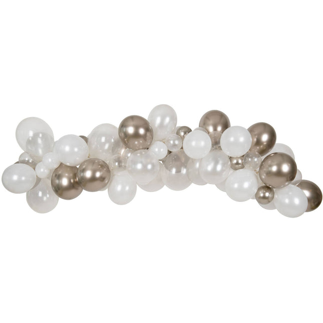 Feestbazaar Ballonslinger Wit/Zilver Glamorous Life (66 stuks)