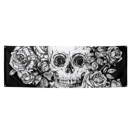 Feestbazaar Banner Day Of The Dead Zwart/Wit  (74x220cm)