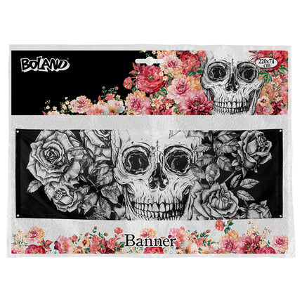Feestbazaar Banner Day Of The Dead Zwart/Wit  (74x220cm)