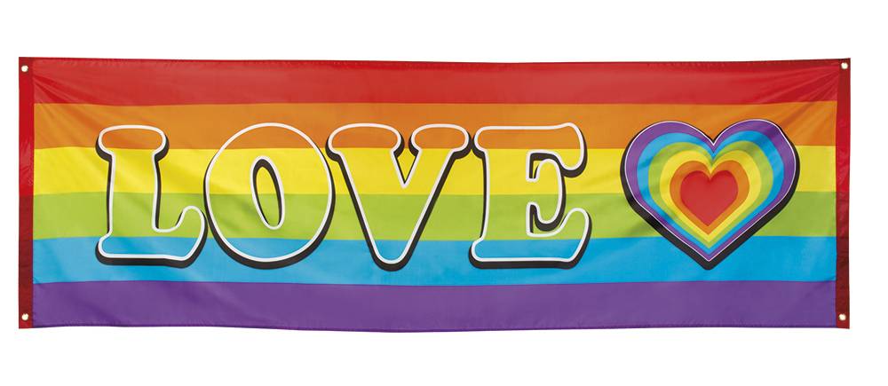 Feestbazaar Banner Regenboog Love 74x220cm