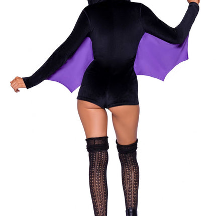 Feestbazaar Batwoman Vleermuis pakje Velvet Zwart/Paars