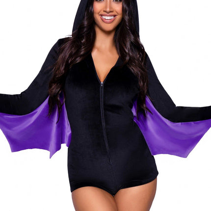 Feestbazaar Batwoman Vleermuis pakje Velvet Zwart/Paars