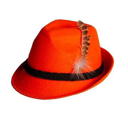 Feestbazaar Bayern Hoed Oranje Met Veer Bruin/Wit