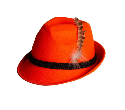 Feestbazaar Bayern Hoed Oranje Met Veer Bruin/Wit