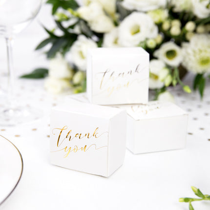 Feestbazaar Bedankt Doosjes 'Thank You' goud (10st)