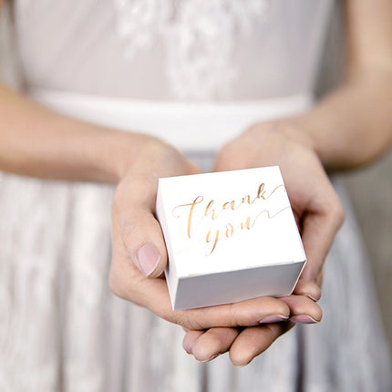 Feestbazaar Bedankt Doosjes 'Thank You' goud (10st)