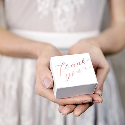 Feestbazaar Bedankt Doosjes 'Thank You' roségoud (10st)